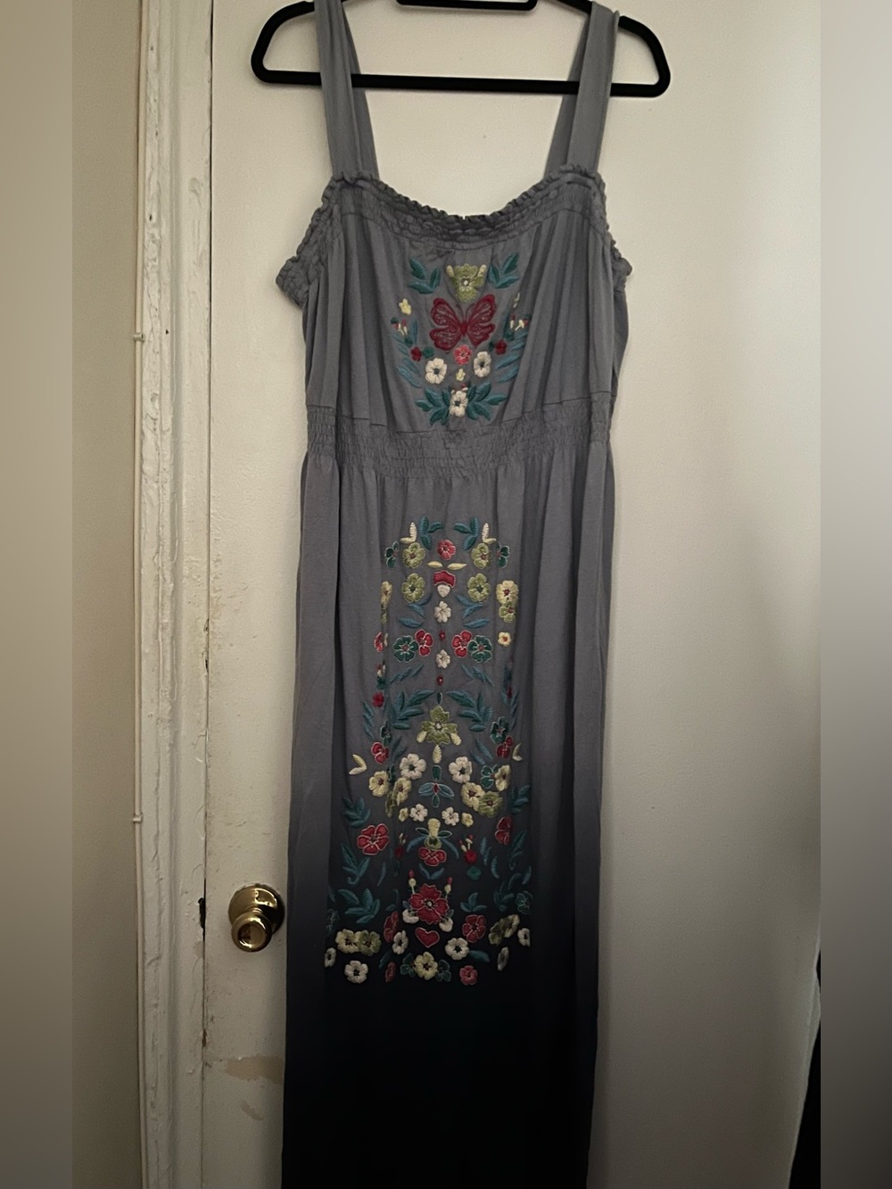 Johnny Was JWLA floral butterfly embroidered cotton stretch maxi dresses